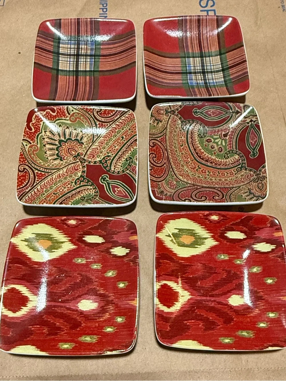 Pottery Barn IKAT PLAID AND PAISLEY 6 PIECE